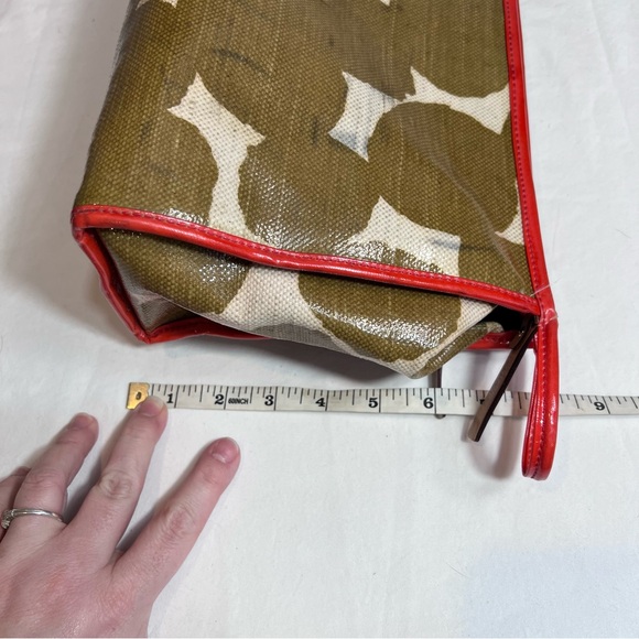 Kate Spade xl toiletries case bag pouch mod brown burnt red/orange cream - Picture 12 of 12